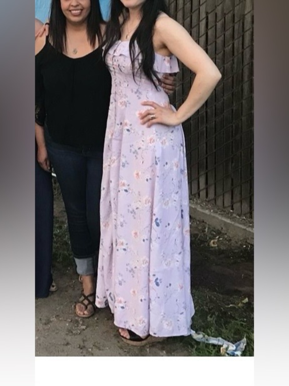 Women's Lavender Floral Ruffle Maxi Dress